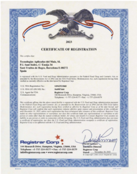 United States food certificate